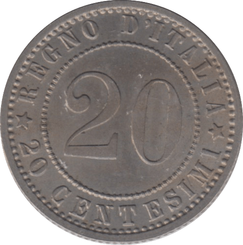 1895 ITALY 20 CENTESIM - WORLD COINS - Cambridgeshire Coins