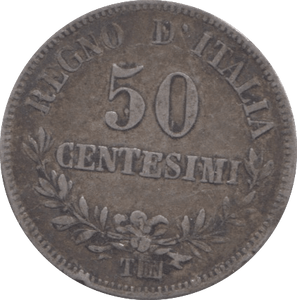 1895 SILVER 50 CENTESIMI ITALY - SILVER WORLD COINS - Cambridgeshire Coins