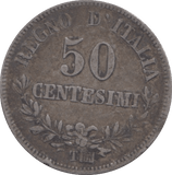 1895 SILVER 50 CENTESIMI ITALY - SILVER WORLD COINS - Cambridgeshire Coins