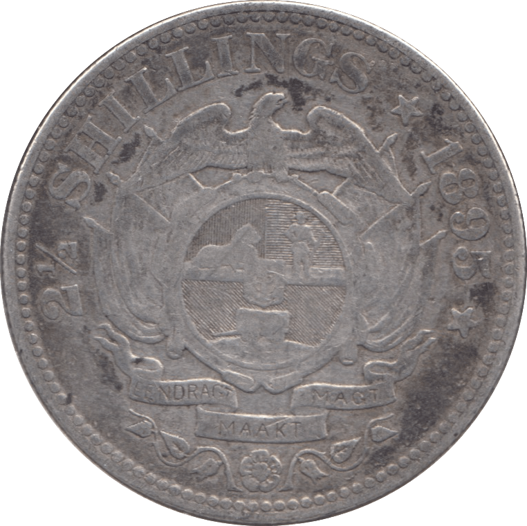1895 SOUTH AFRICA SILVER 2 1/2 SHILLINGS - SILVER WORLD COINS - Cambridgeshire Coins