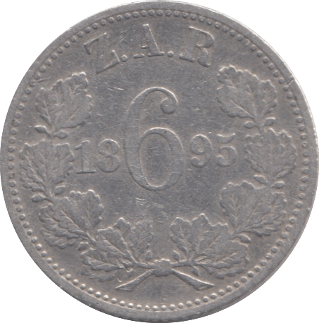 1895 SOUTH AFRICA SILVER SIXPENCE - SILVER WORLD COINS - Cambridgeshire Coins