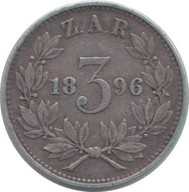 1896 3 ZAR SOUTH AFRICA SILVER - SILVER WORLD COINS - Cambridgeshire Coins