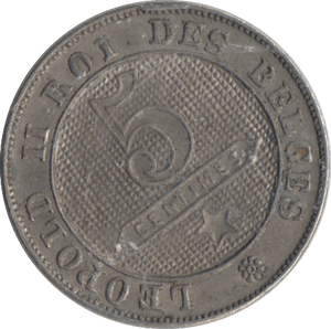 1896 BELGUIM 5 CENTIMES - WORLD COINS - Cambridgeshire Coins