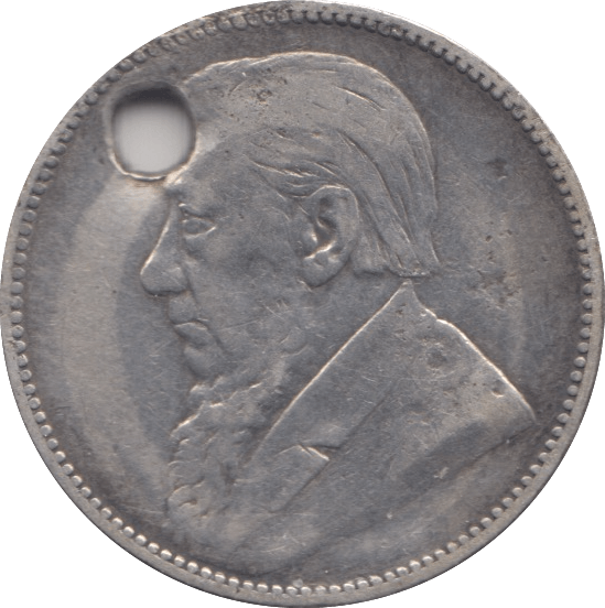 1896 HOLED SILVER ONE SHILLING SOUTH AFRICA - SILVER WORLD COINS - Cambridgeshire Coins