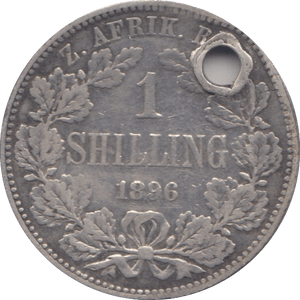 1896 HOLED SILVER ONE SHILLING SOUTH AFRICA - SILVER WORLD COINS - Cambridgeshire Coins