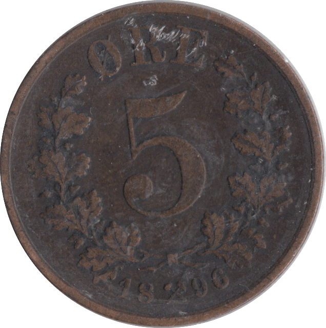 1896 NORWAY 5 ORE - WORLD COINS - Cambridgeshire Coins