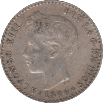 1896 SILVER 50 CENT SPAIN - SILVER WORLD COINS - Cambridgeshire Coins
