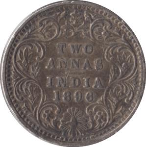 1896 SILVER INDIA TWO ANNAS - SILVER WORLD COINS - Cambridgeshire Coins