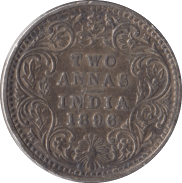 1896 SILVER INDIA TWO ANNAS - SILVER WORLD COINS - Cambridgeshire Coins