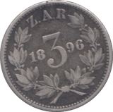 1896 SOUTH AFRICA SILVER THREEPENCE - SILVER WORLD COINS - Cambridgeshire Coins