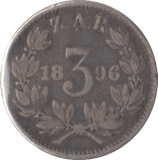 1896 SOUTH AFRICA SILVER THREEPENCE - SILVER WORLD COINS - Cambridgeshire Coins