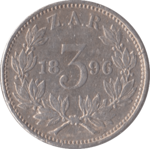 1896 SOUTH AFRICA SILVER THREEPENCE - SILVER WORLD COINS - Cambridgeshire Coins
