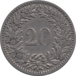 1896 SWITZERLAND 20 RAPPEN - WORLD COINS - Cambridgeshire Coins