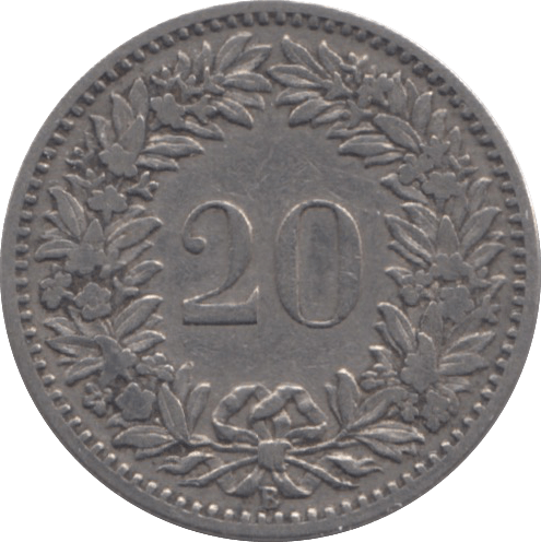 1896 SWITZERLAND 20 RAPPEN - WORLD COINS - Cambridgeshire Coins