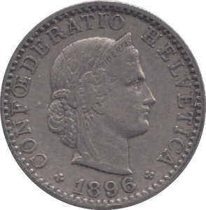1896 SWITZERLAND 20 RAPPEN - WORLD COINS - Cambridgeshire Coins