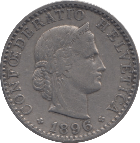 1896 SWITZERLAND 20 RAPPEN - WORLD COINS - Cambridgeshire Coins