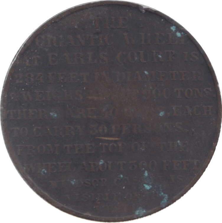 1897 EARLS COURT GIGANTIC WHEEL TOKEN - Token - Cambridgeshire Coins