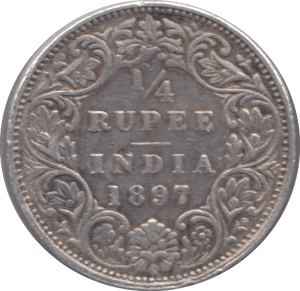1897 EAST INDIA COMPANY QUARTER RUPEE - WORLD SILVER COINS - Cambridgeshire Coins