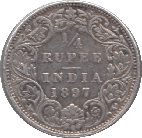 1897 EAST INDIA COMPANY QUARTER RUPEE - WORLD SILVER COINS - Cambridgeshire Coins