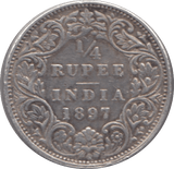 1897 EAST INDIA COMPANY QUARTER RUPEE - WORLD SILVER COINS - Cambridgeshire Coins
