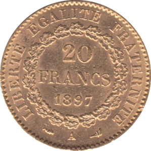 1897 GOLD 20 FRANCS FRANCE - Gold World Coins - Cambridgeshire Coins