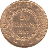 1897 GOLD 20 FRANCS FRANCE - Gold World Coins - Cambridgeshire Coins