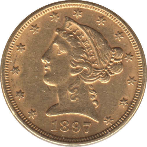 1897 GOLD FIVE DOLLARS USA - Gold World Coins - Cambridgeshire Coins
