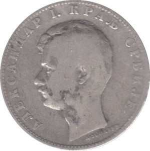 1897 SILVER 1 DINAR SERBIA - WORLD SILVER COINS - Cambridgeshire Coins