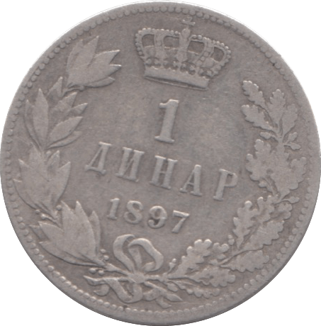 1897 SILVER 1 DINAR SERBIA - WORLD SILVER COINS - Cambridgeshire Coins
