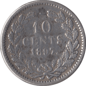 1897 SILVER 10 CENTS NETHERLANDS - SILVER WORLD COINS - Cambridgeshire Coins