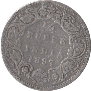 1897 SILVER 1/4 RUPEE INDIA - SILVER WORLD COINS - Cambridgeshire Coins