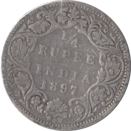 1897 SILVER 1/4 RUPEE INDIA - SILVER WORLD COINS - Cambridgeshire Coins