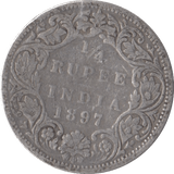 1897 SILVER 1/4 RUPEE INDIA - SILVER WORLD COINS - Cambridgeshire Coins
