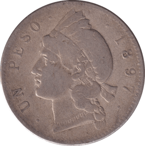 1897 SILVER 25 GRAMOS DOMINICAN REPUBLIC - SILVER WORLD COINS - Cambridgeshire Coins