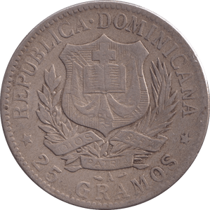 1897 SILVER 25 GRAMOS DOMINICAN REPUBLIC - SILVER WORLD COINS - Cambridgeshire Coins