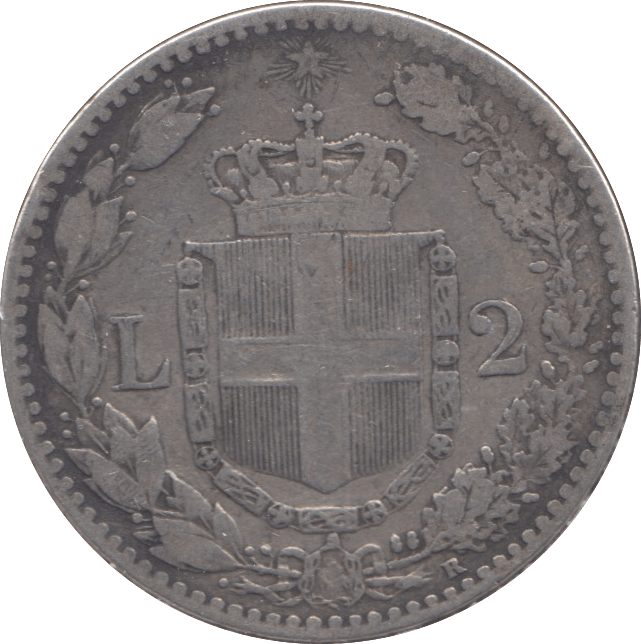 1897 SILVER TWO LIRA ITALY - SILVER WORLD COINS - Cambridgeshire Coins