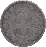1897 SILVER TWO LIRA ITALY - SILVER WORLD COINS - Cambridgeshire Coins