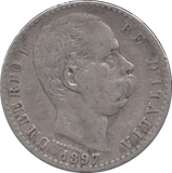 1897 SILVER TWO LIRA ITALY - SILVER WORLD COINS - Cambridgeshire Coins