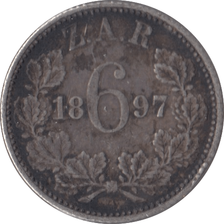 1897 SOUTH AFRICA SILVER SIXPENCE - SILVER WORLD COINS - Cambridgeshire Coins