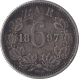 1897 SOUTH AFRICA SILVER SIXPENCE - SILVER WORLD COINS - Cambridgeshire Coins