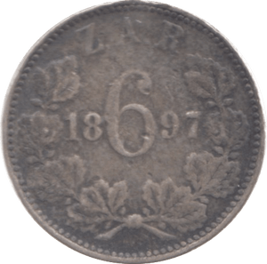 1897 SOUTH AFRICA SILVER SIXPENCE - SILVER WORLD COINS - Cambridgeshire Coins