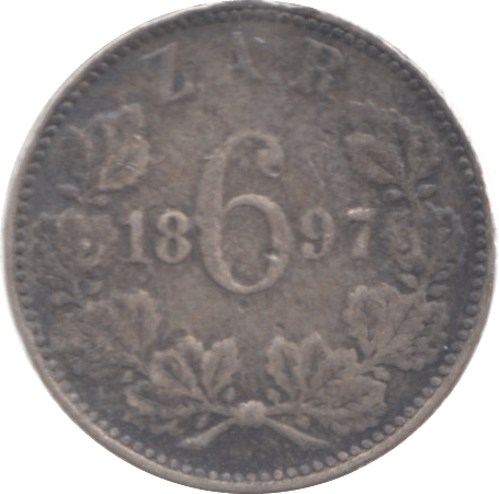 1897 SOUTH AFRICA SILVER SIXPENCE - SILVER WORLD COINS - Cambridgeshire Coins