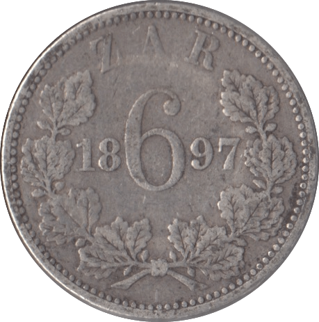 1897 SOUTH AFRICA SILVER SIXPENCE - SILVER WORLD COINS - Cambridgeshire Coins