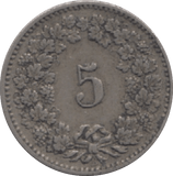 1897 SWITZERLAND 5 RAPPEN - WORLD COINS - Cambridgeshire Coins