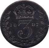 1897 THREEPENCE ( EF ) C - Threepence - Cambridgeshire Coins
