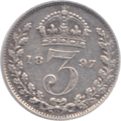 1897 THREEPENCE ( GVF ) 23 - Threepence - Cambridgeshire Coins