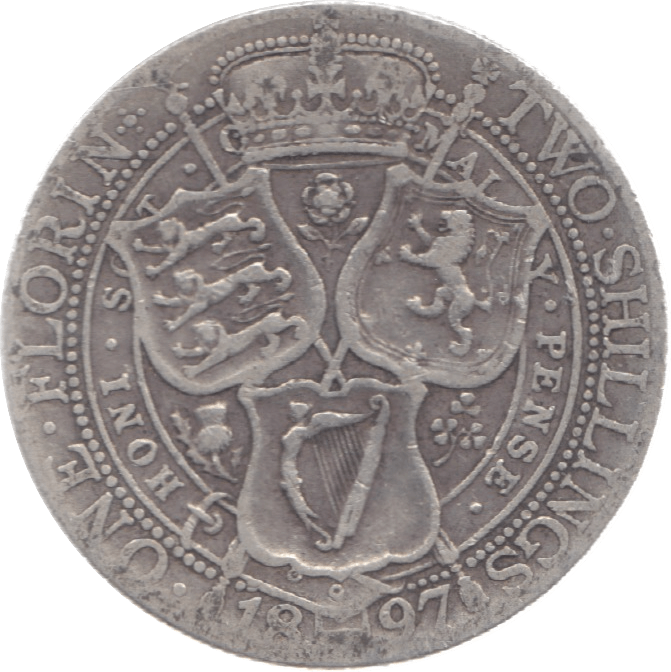 1897 TWO SHILLINGS ( NF ) 11 - Florin - Cambridgeshire Coins