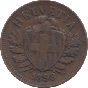 1898 2 RAPPEN SWITZERLAND - WORLD COINS - Cambridgeshire Coins
