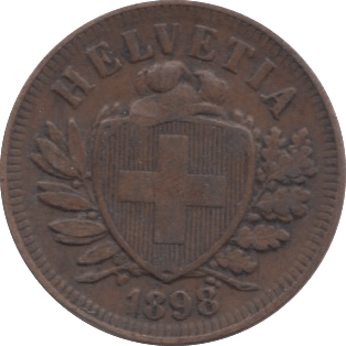 1898 2 RAPPEN SWITZERLAND - WORLD COINS - Cambridgeshire Coins