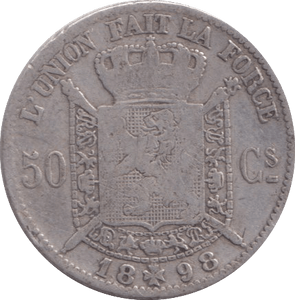 1898 50 CENTIMES BELGIUM - WORLD COINS - Cambridgeshire Coins